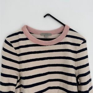 Cos Contrast Neck Pink Collar Striped Long Sleeve Top